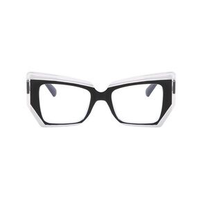 NWOT Boutique Black and White Clear Lens Eyeglasses